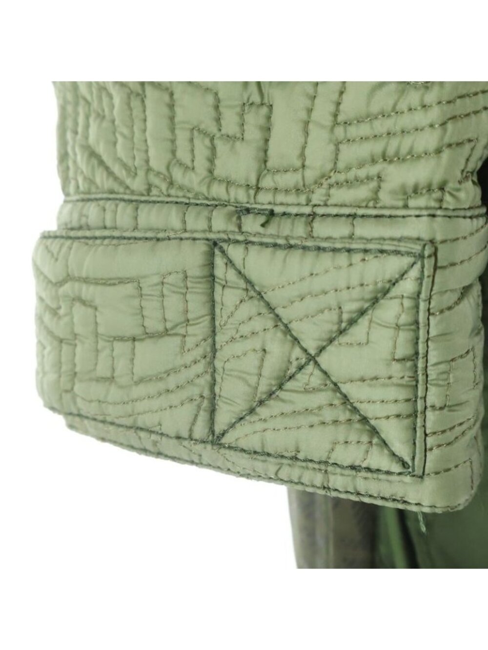 Fendi FF Pattern Quilted Military Hooded Zip Up Jacket Khaki - Picture 5 of 8